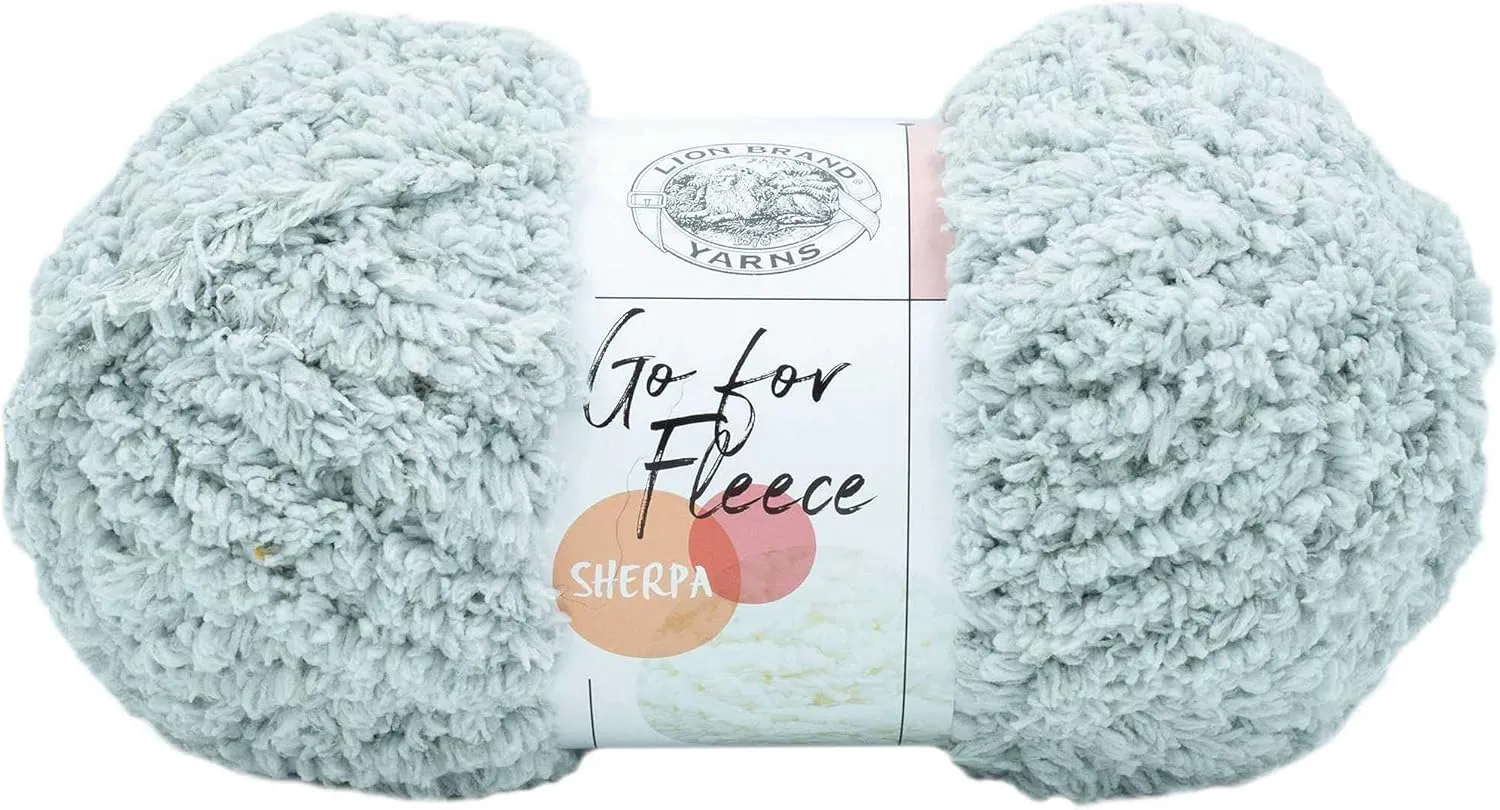 Lion Brand Go for Fleece Sherpa Pearl Grey 937-150 (3-Skeins - Same Dye Lot) Jumbo #7 Polyester Yarn for Crocheting and Knitting with Project Bag