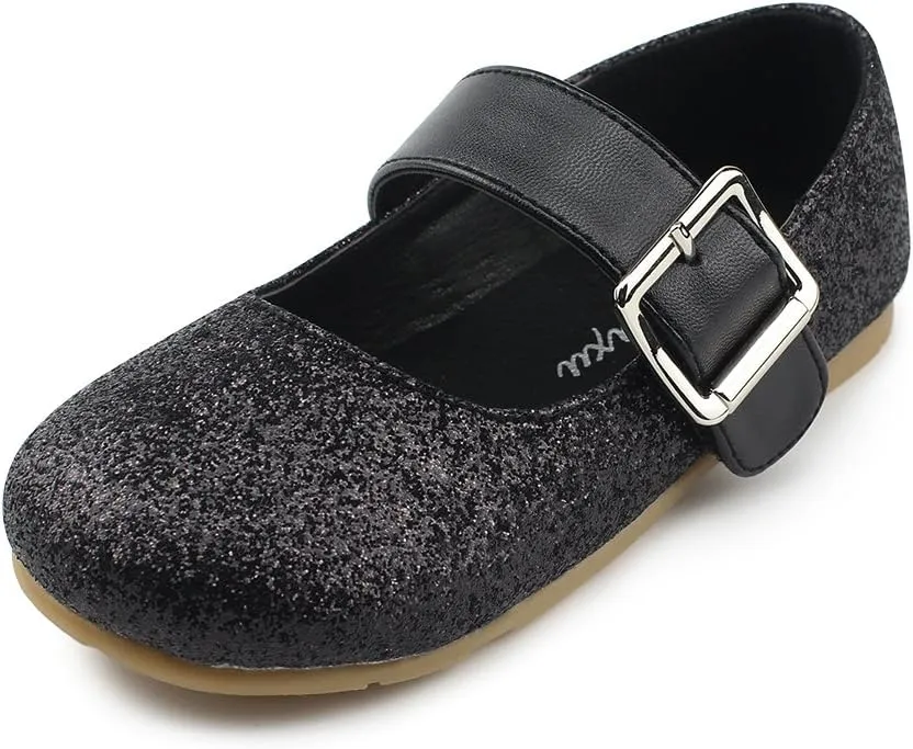 Little Girl's Adorable Buckle Ballerina Flat,Black,Toddler,8M