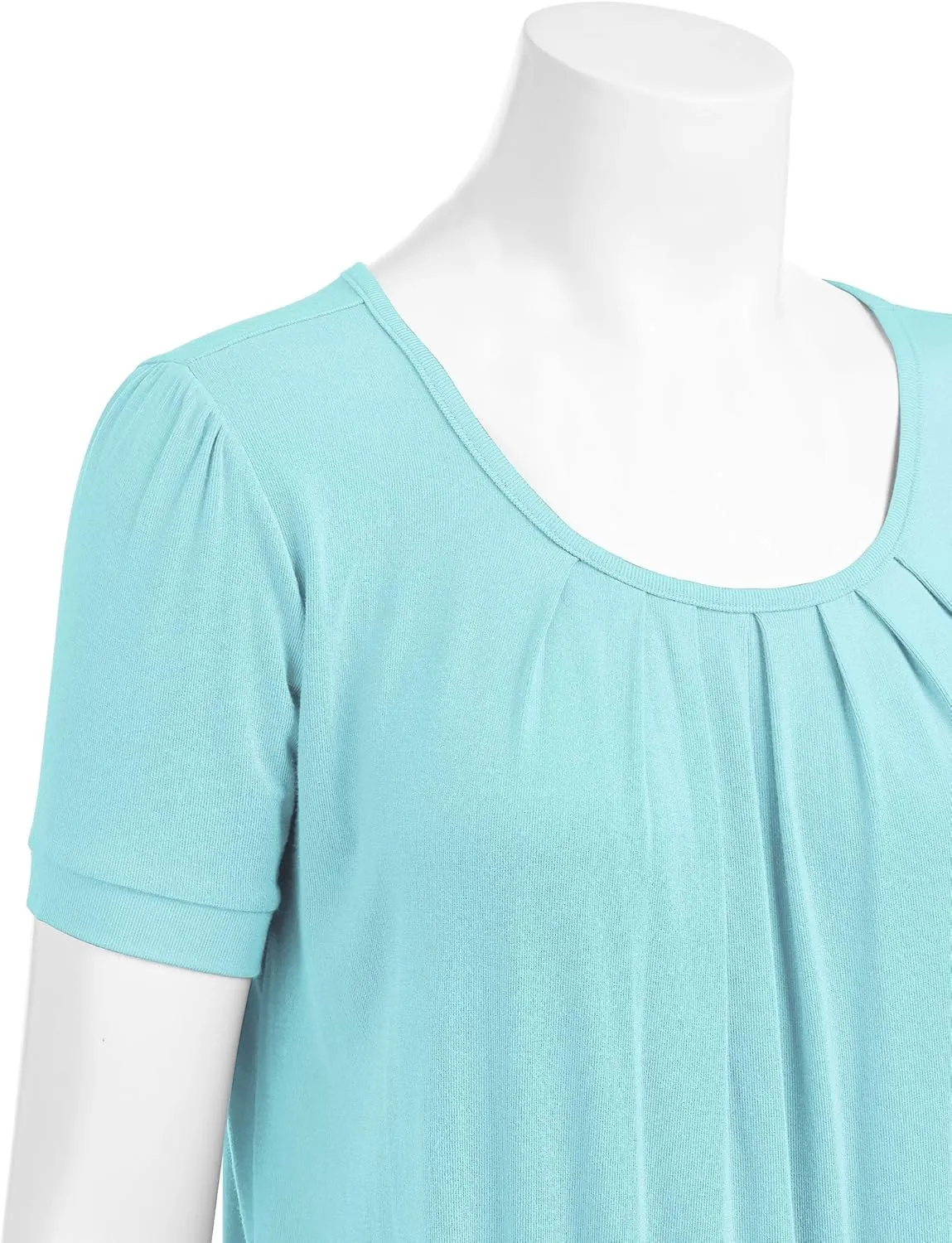 LL Womens Scoop Neck Short Sleeve Front Pleated Tunic - Made in USA