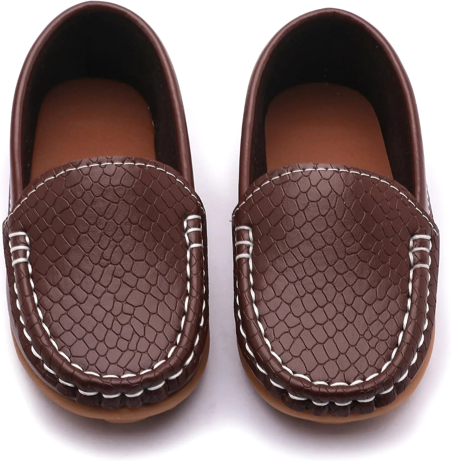 LONSOEN Toddler Little Kid Boys Girls Soft Slip On Loafers Dress Flat Shoes