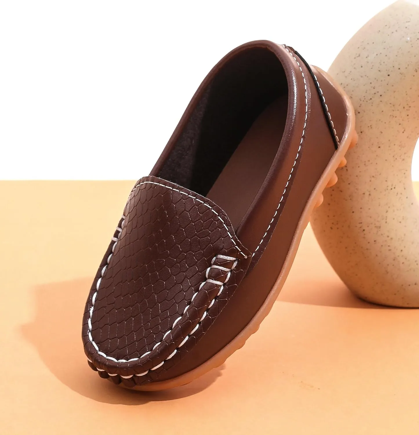 LONSOEN Toddler Little Kid Boys Girls Soft Slip On Loafers Dress Flat Shoes