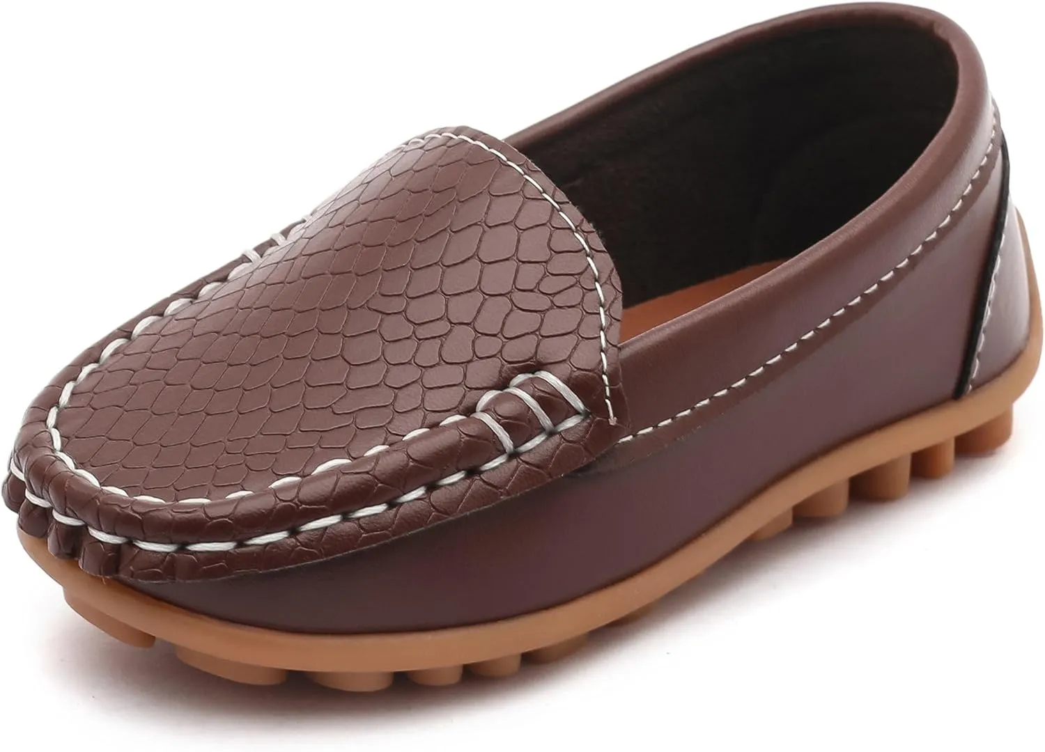 LONSOEN Toddler Little Kid Boys Girls Soft Slip On Loafers Dress Flat Shoes