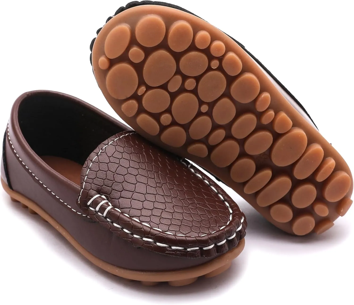 LONSOEN Toddler Little Kid Boys Girls Soft Slip On Loafers Dress Flat Shoes