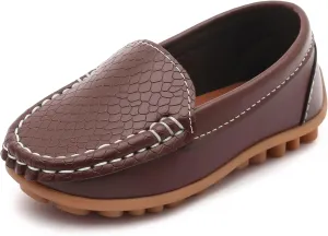 LONSOEN Toddler Little Kid Boys Girls Soft Slip On Loafers Dress Flat Shoes