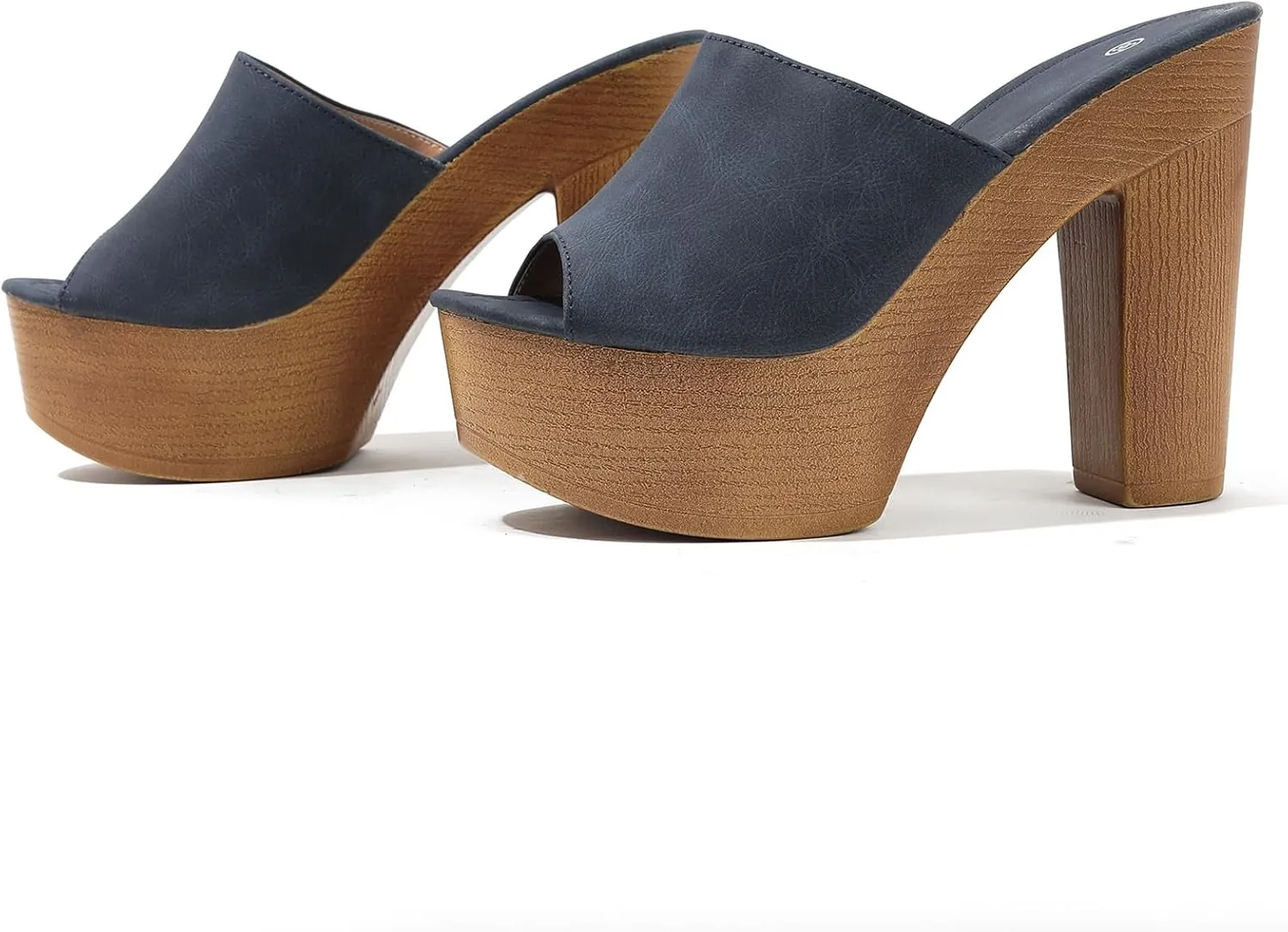 Lossarye Women's Open Toe Platform Chunky High Heel Mule Sandals Slip On Wedge Fish Mouth Slides Sandals Comfortable Dress Sandals