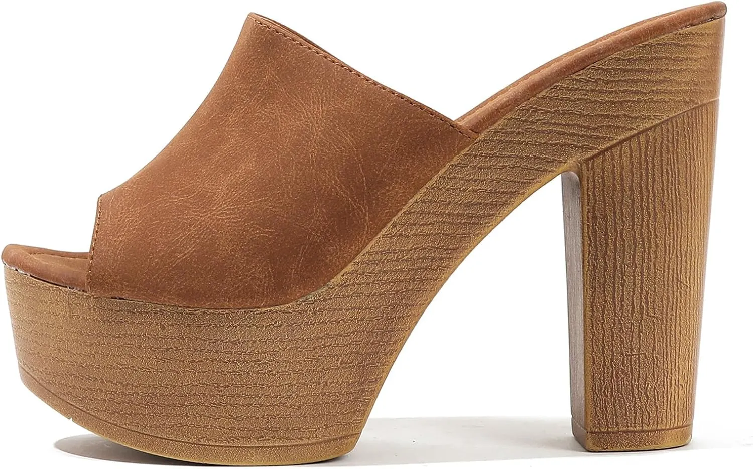 Lossarye Women's Open Toe Platform Chunky High Heel Mule Sandals Slip On Wedge Fish Mouth Slides Sandals Comfortable Dress Sandals