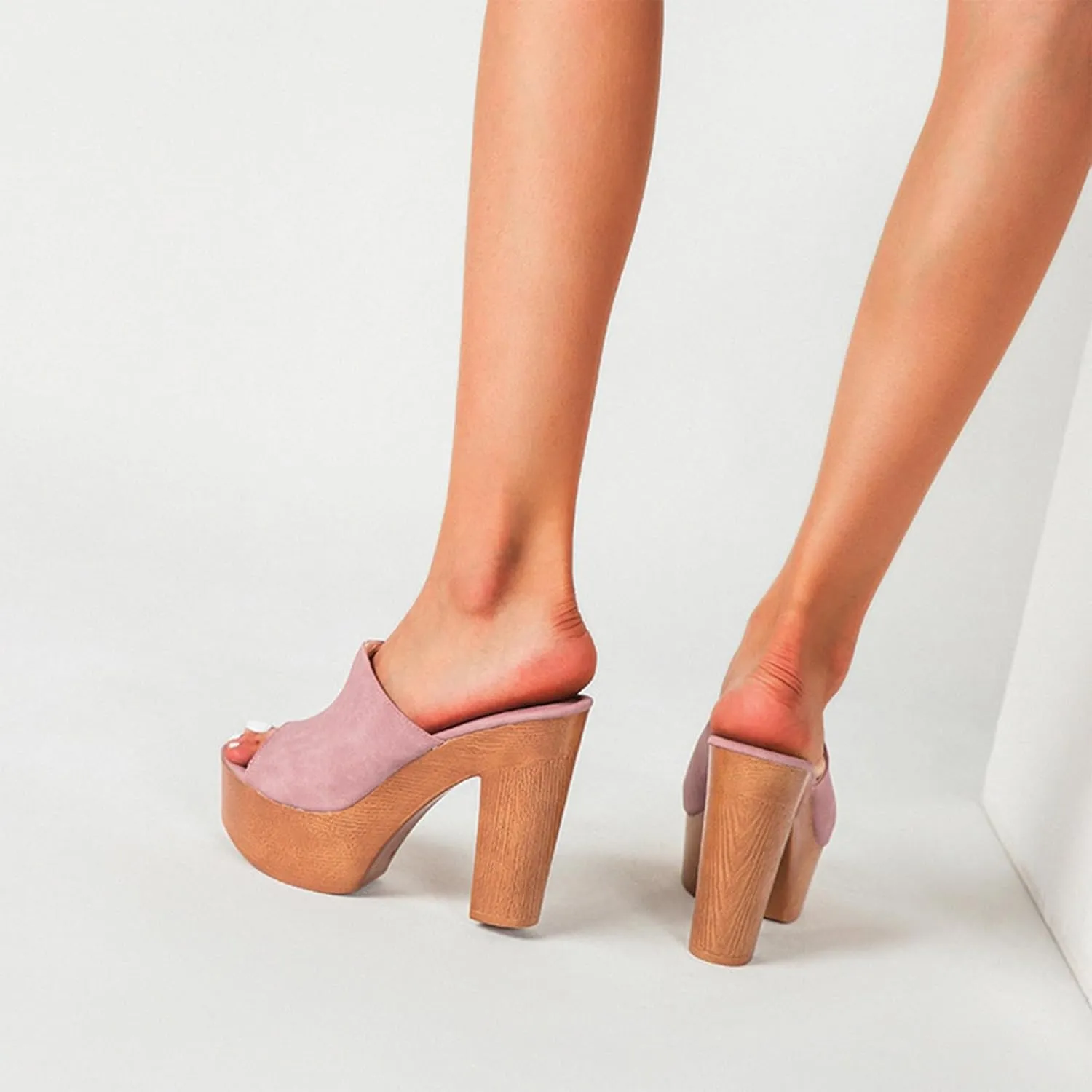 Lossarye Women's Open Toe Platform Chunky High Heel Mule Sandals Slip On Wedge Fish Mouth Slides Sandals Comfortable Dress Sandals