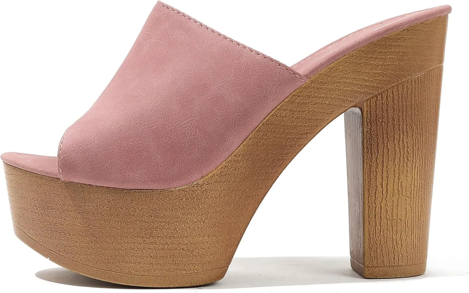 Lossarye Women's Open Toe Platform Chunky High Heel Mule Sandals Slip On Wedge Fish Mouth Slides Sandals Comfortable Dress Sandals