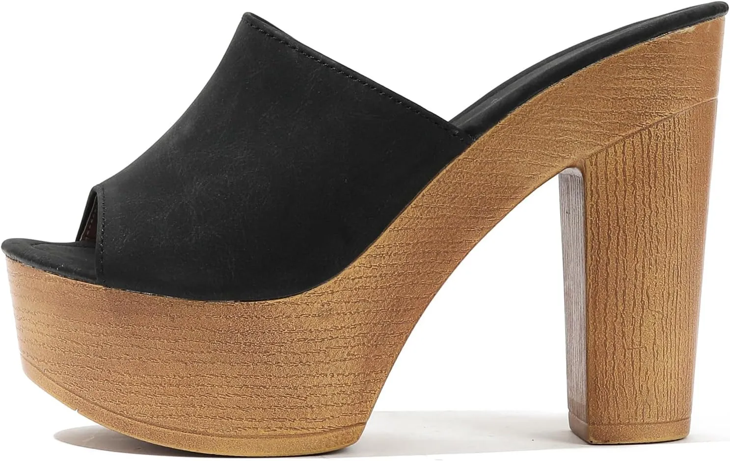 Lossarye Women's Open Toe Platform Chunky High Heel Mule Sandals Slip On Wedge Fish Mouth Slides Sandals Comfortable Dress Sandals