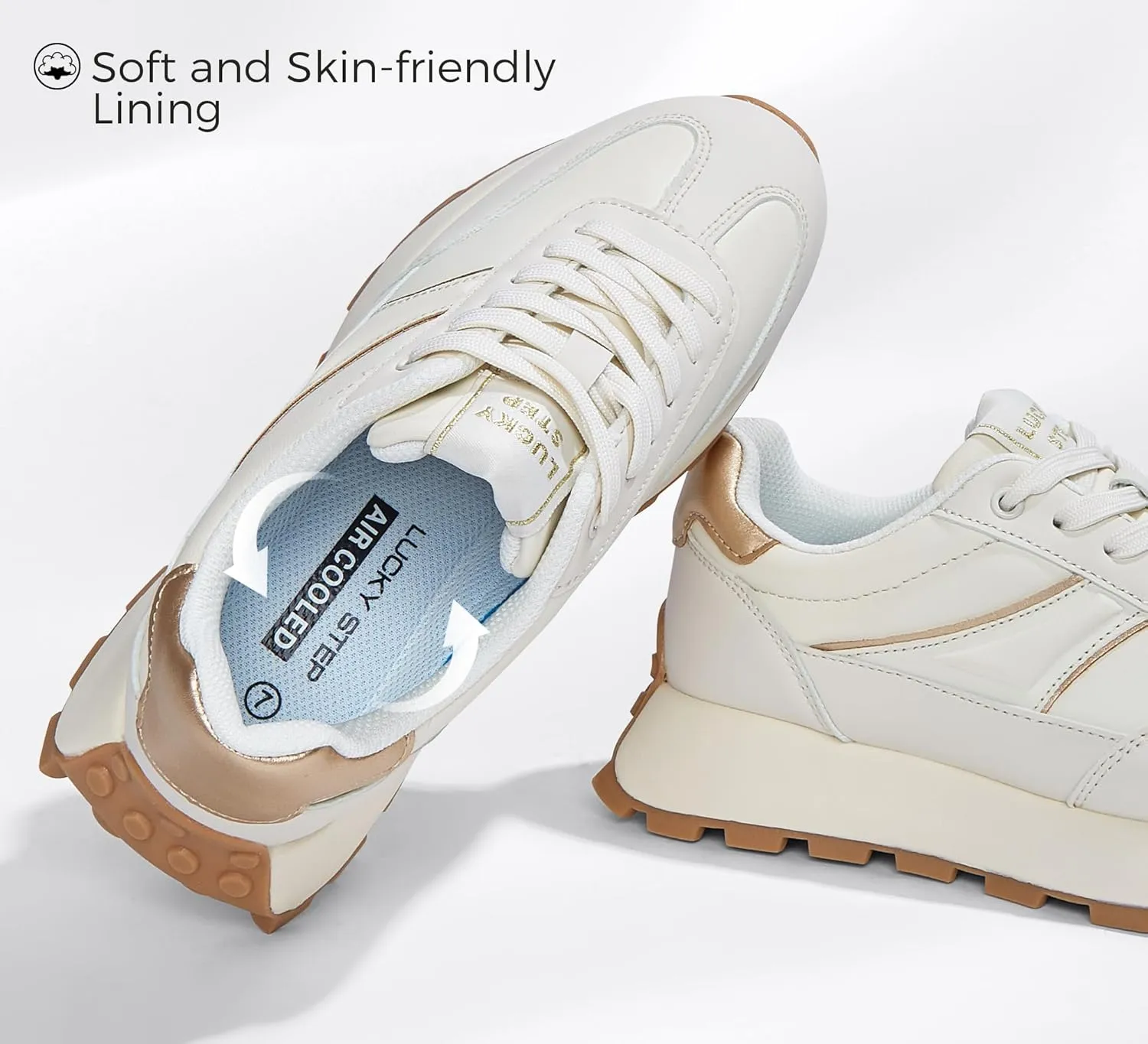 LUCKY STEP Women's Platform Retro Sneakers Classic Trainers Casual Footwear Tennis Running Chunky Lace-up Stylish Walking Shoes