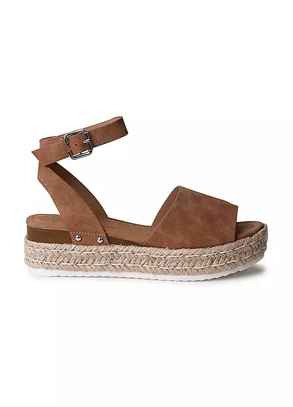 Luna Tan Espadrille Wedge Sandals