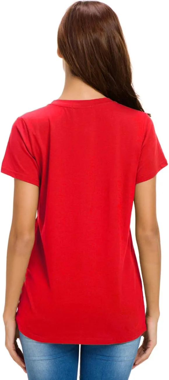 LUSMAY Womens Short Sleeve Loose Twist Knot Front T Shirts Cotton Casual Blouse