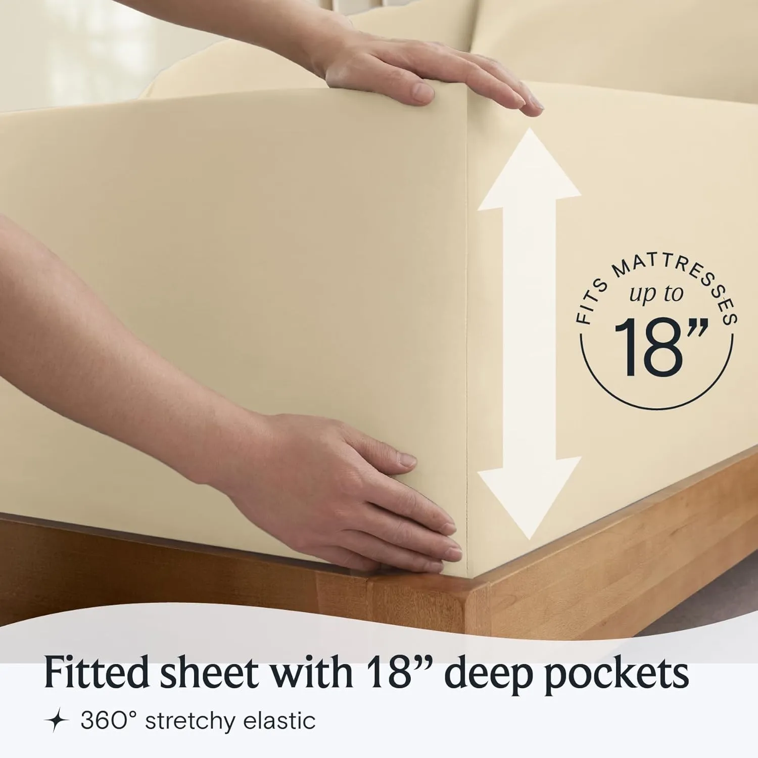 LuxClub 4 PC Queen Sheet Set, Queen Size, Deep Pockets 18" Wrinkle Free Cooling Bed Sheets Machine Washable Hotel Bedding Silky Soft - Cream Queen