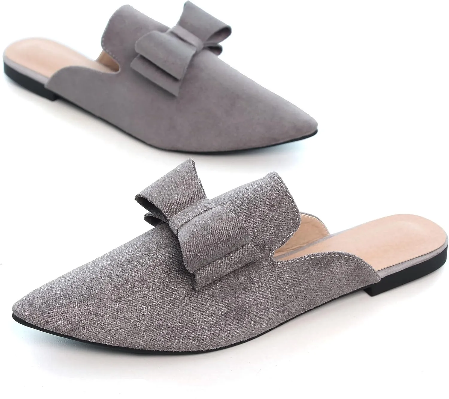 LUXINYU Women Slides-Sandals,Classic French Elegant Bow Pointed Toe Slippers, Flat-shaped Light Sandals, Soft and Comfortable Slides-Sandals