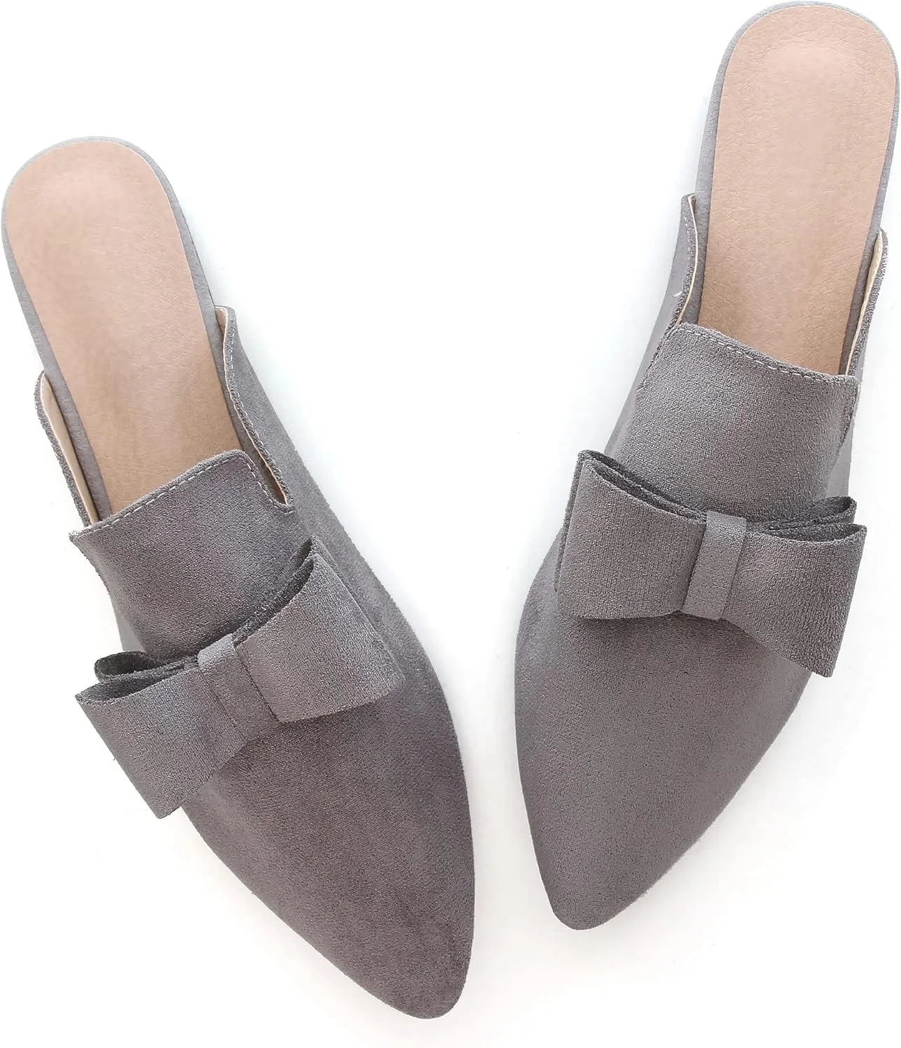 LUXINYU Women Slides-Sandals,Classic French Elegant Bow Pointed Toe Slippers, Flat-shaped Light Sandals, Soft and Comfortable Slides-Sandals