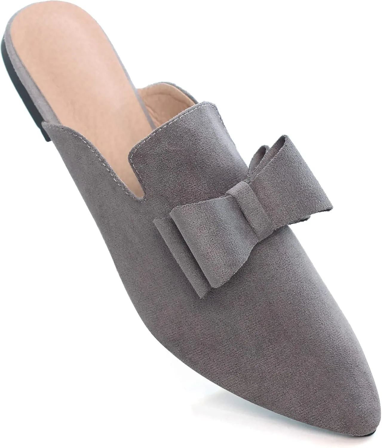 LUXINYU Women Slides-Sandals,Classic French Elegant Bow Pointed Toe Slippers, Flat-shaped Light Sandals, Soft and Comfortable Slides-Sandals