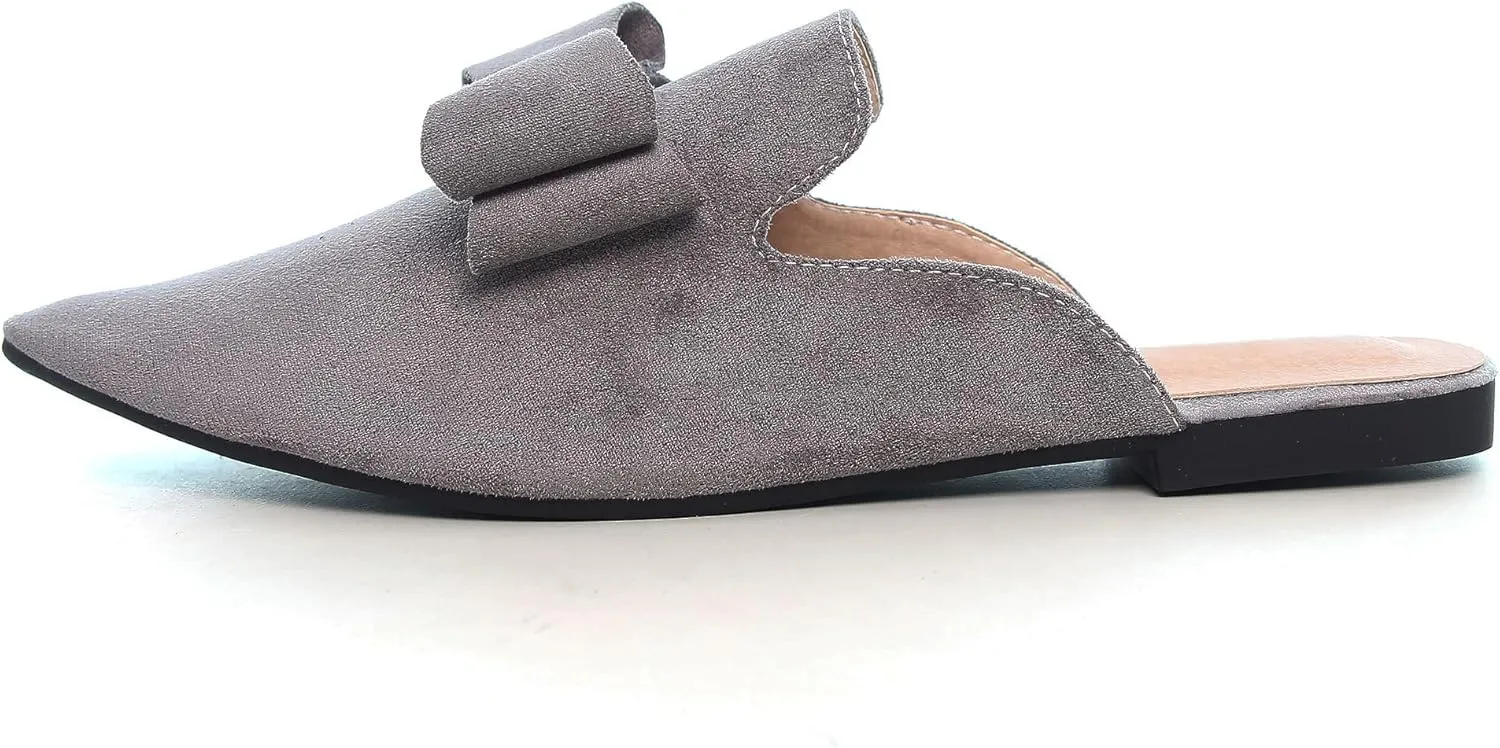 LUXINYU Women Slides-Sandals,Classic French Elegant Bow Pointed Toe Slippers, Flat-shaped Light Sandals, Soft and Comfortable Slides-Sandals