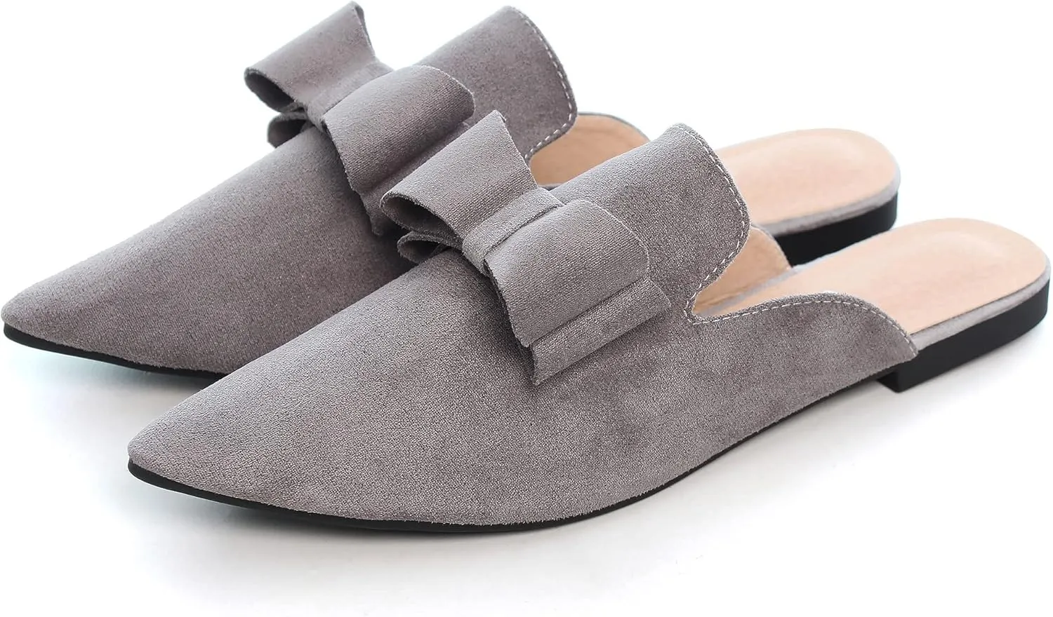 LUXINYU Women Slides-Sandals,Classic French Elegant Bow Pointed Toe Slippers, Flat-shaped Light Sandals, Soft and Comfortable Slides-Sandals