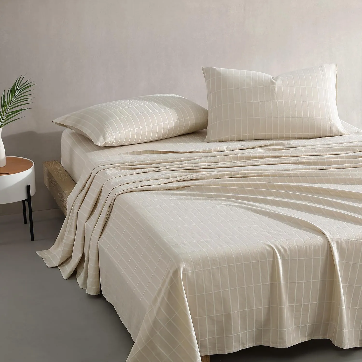 Marimekko - King Sheets, Organic Cotton Bedding Set, Luxuriously Soft & Smooth Home Decor, GOTS Certified (Pieni Tiiliskivi Beige, King)