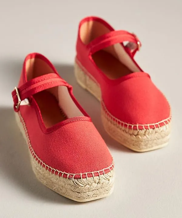 Mary Jane Espadrille Flats for Women Woven Ballet Flat Espadrille Canvas Summer Flats