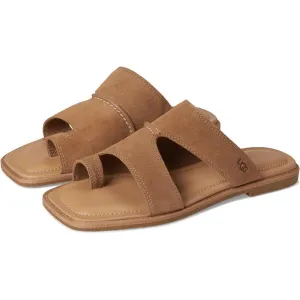 Matira Chestnut Leather Flat Slide Sandals