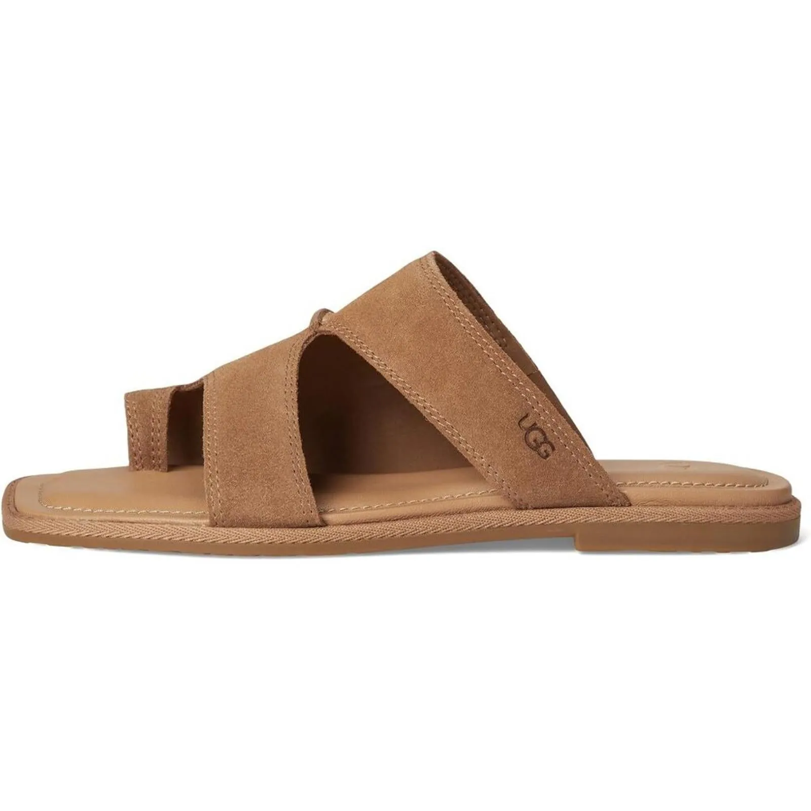 Matira Chestnut Leather Flat Slide Sandals