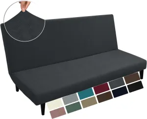 MAXIJIN Futon Cover Slipcover Full Size, Queen Mattress Cover Washable Armless Couch Covers Stretch Sofa Bed Furniture Protector with Elastic Bottom (Gray)