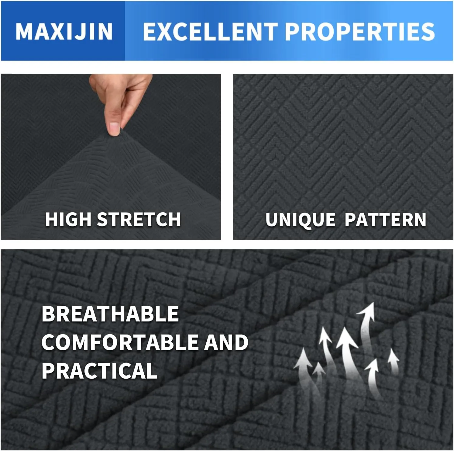 MAXIJIN Futon Cover Slipcover Full Size, Queen Mattress Cover Washable Armless Couch Covers Stretch Sofa Bed Furniture Protector with Elastic Bottom (Gray)