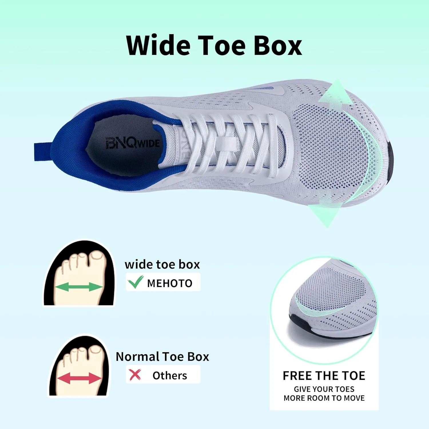 MEHOTO Wide Toe Box Shoes for Men Arch Support Air Running Shoes Tennis Fashion Walking Sneaker Wide Width Orthotic Shoe for Plantar Fasciitis Size 8-13