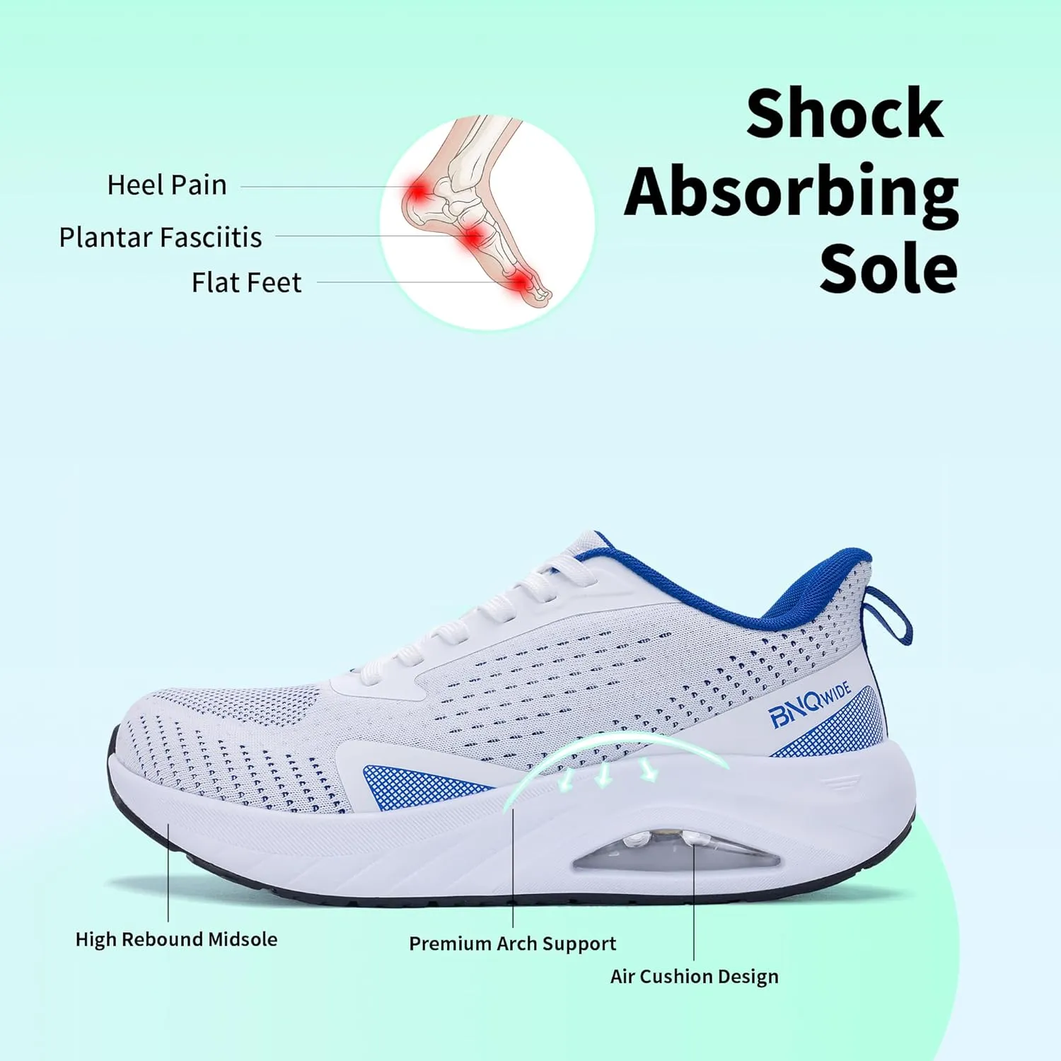 MEHOTO Wide Toe Box Shoes for Men Arch Support Air Running Shoes Tennis Fashion Walking Sneaker Wide Width Orthotic Shoe for Plantar Fasciitis Size 8-13