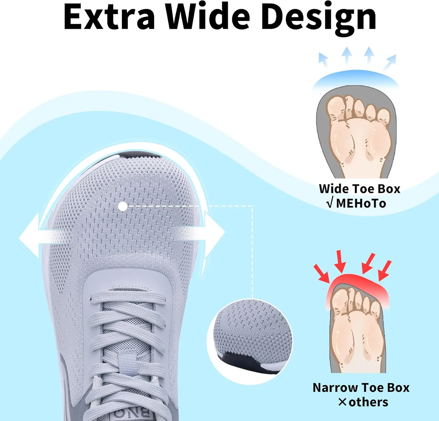 MEHOTO Wide Toe Box Shoes for Men Arch Support Walking Shoes Tennis Fashion Sneaker Wide Width Orthotic Shoe for Plantar Fasciitis Size 8-13