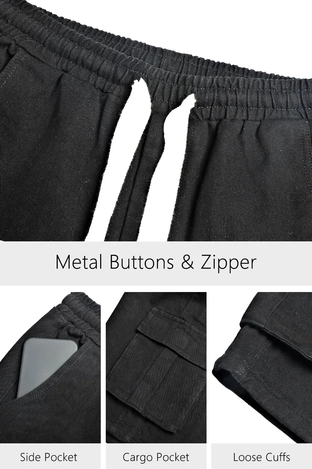 Men Baggy Jean Shorts Streetwear Denim Shorts Cargo Stretch Waist Jorts 15 Inch Inseam