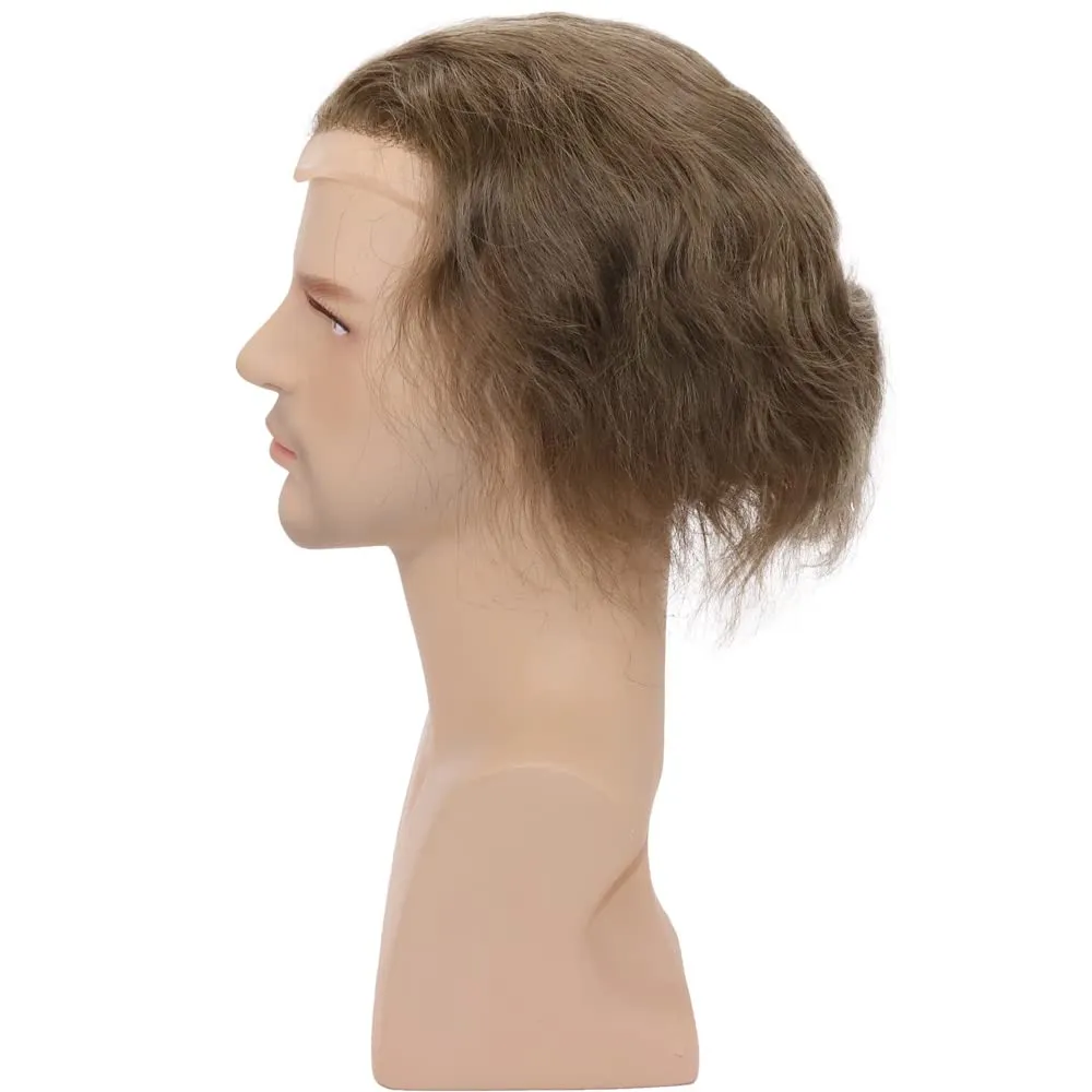 Men toupee Toupee for Men Wigs Hand Tied Swiss Lace Front with Monofilament and Poly Coating Around European Human Hair Replacement Systems Man Hairpiece 10x8 inches(#17 Light Blonde Brown