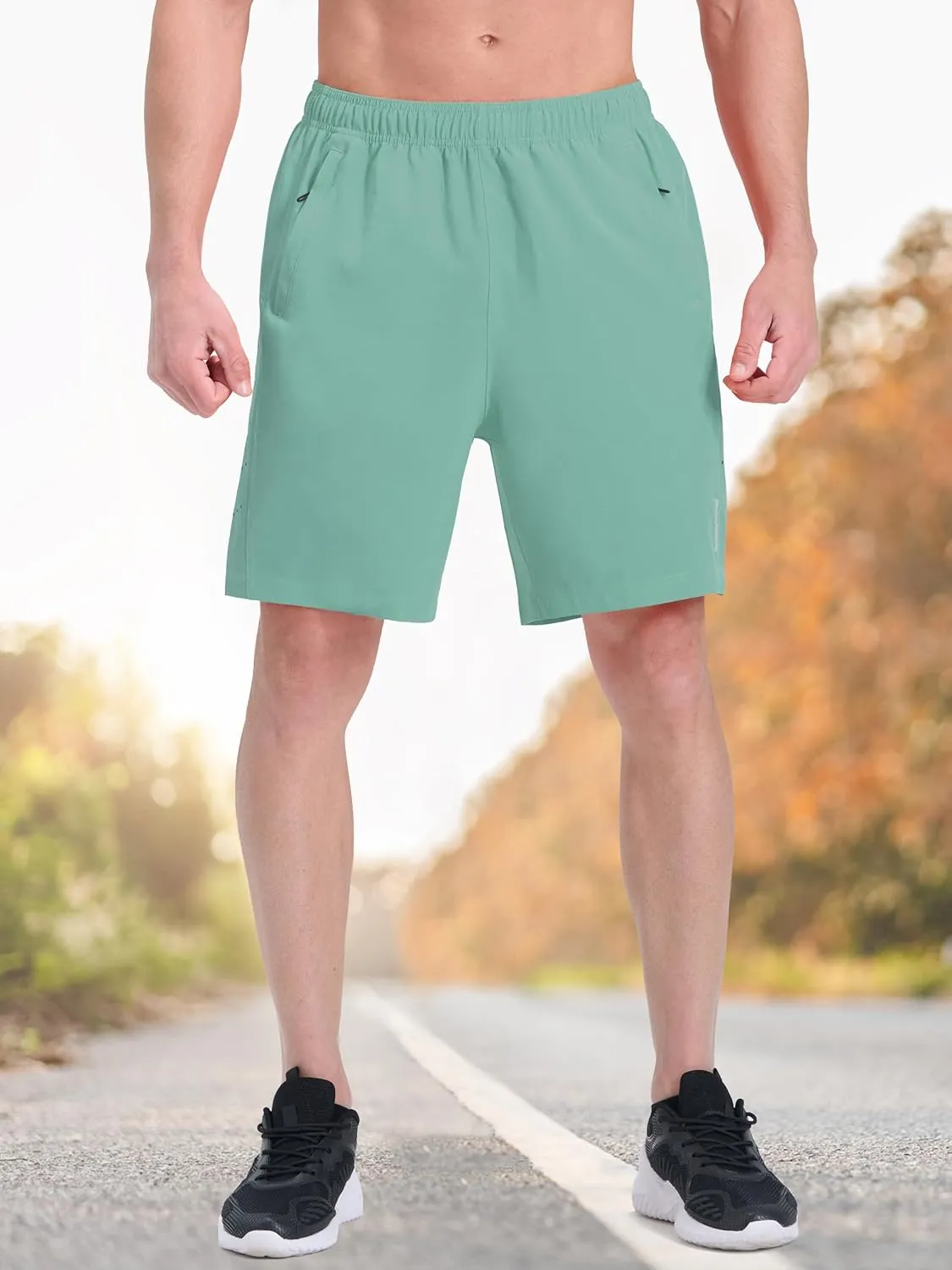 Men's Athletic Running Shorts Quick Dry Lightweight Tennis Gym Workout 7 inch Basketball Shorts for Men 3 Zipper Pockets