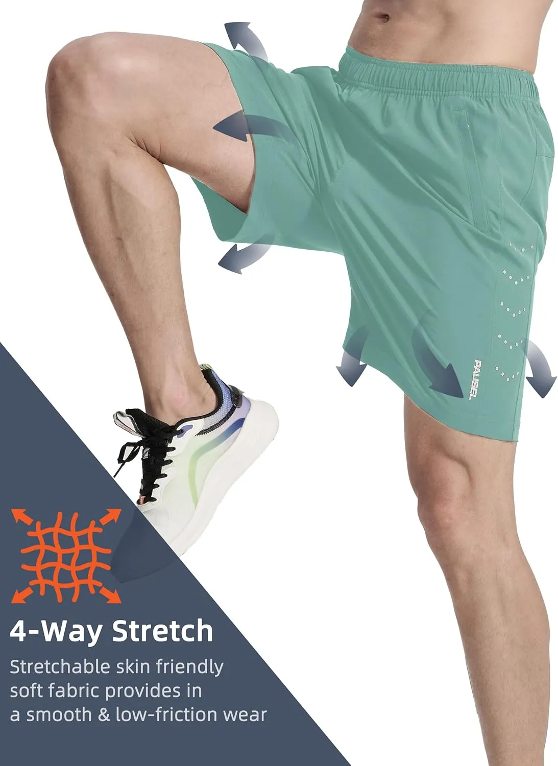 Men's Athletic Running Shorts Quick Dry Lightweight Tennis Gym Workout 7 inch Basketball Shorts for Men 3 Zipper Pockets