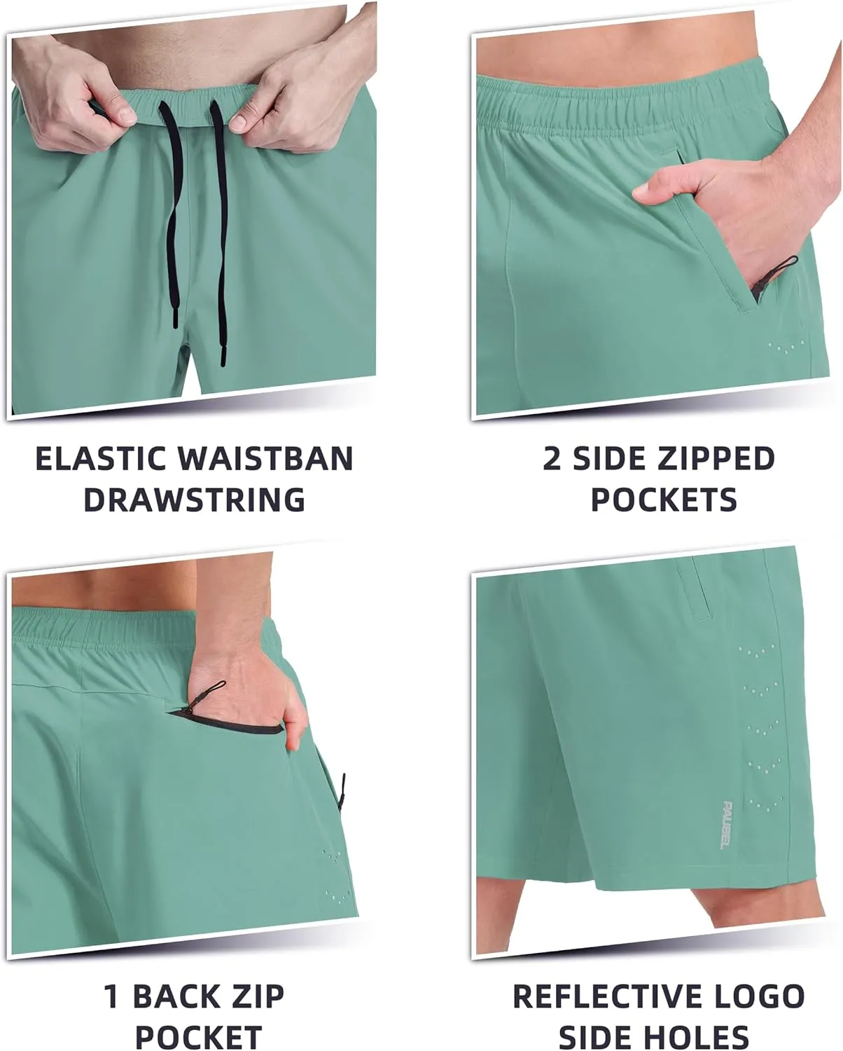 Men's Athletic Running Shorts Quick Dry Lightweight Tennis Gym Workout 7 inch Basketball Shorts for Men 3 Zipper Pockets
