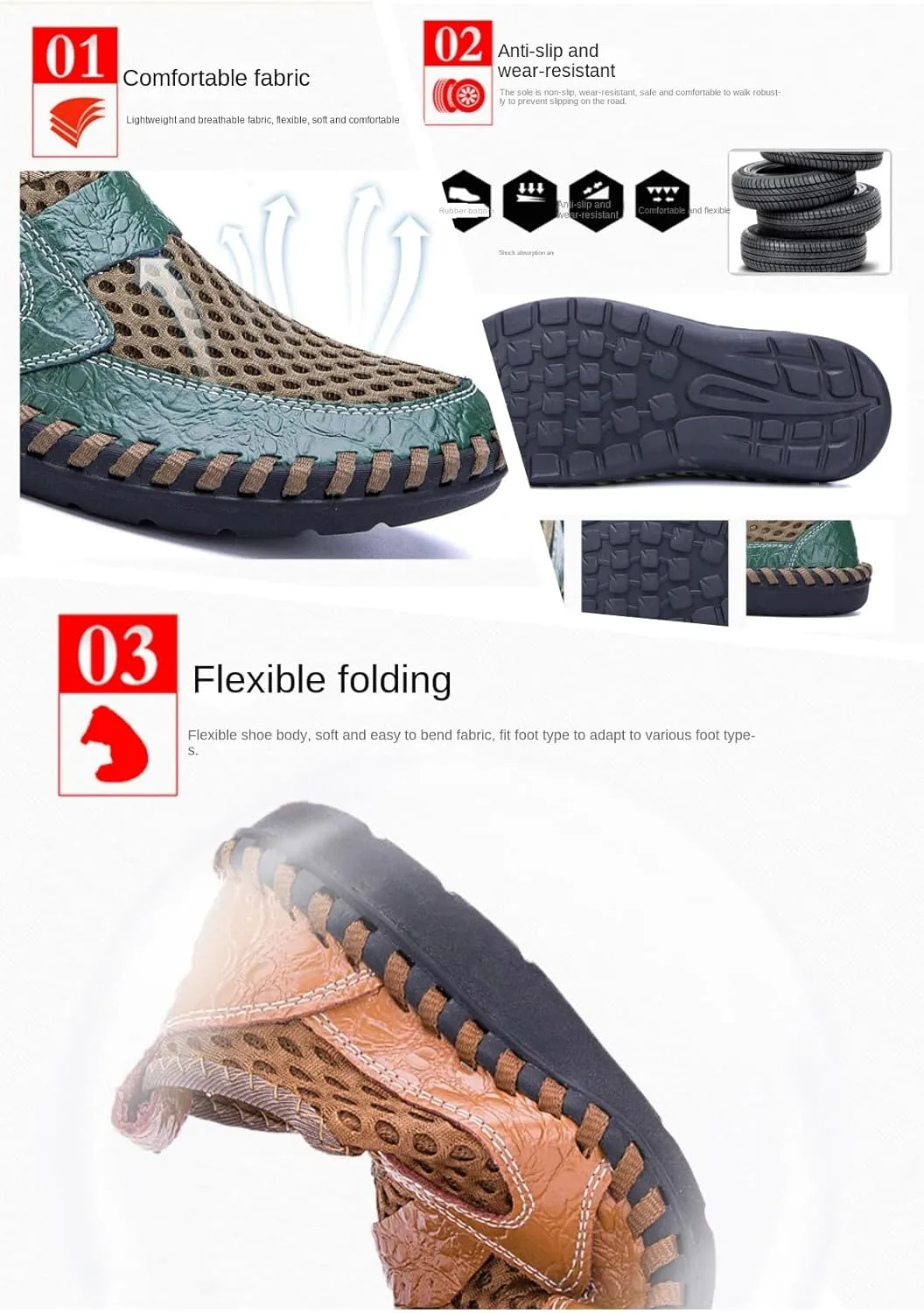Men's Breathable Mesh Loafers - Non-Slip Slip-On Shoes for Outdoor Walking and Driving in Spring, Summer, and Autumn