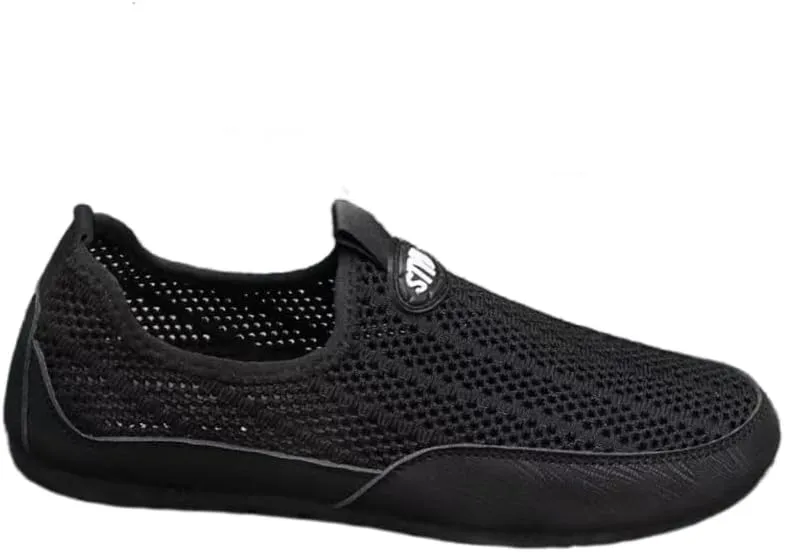 Men's Breathable Slip-On Sneakers - Airy Knit Design with Flexible Sole and EVA Insole,
