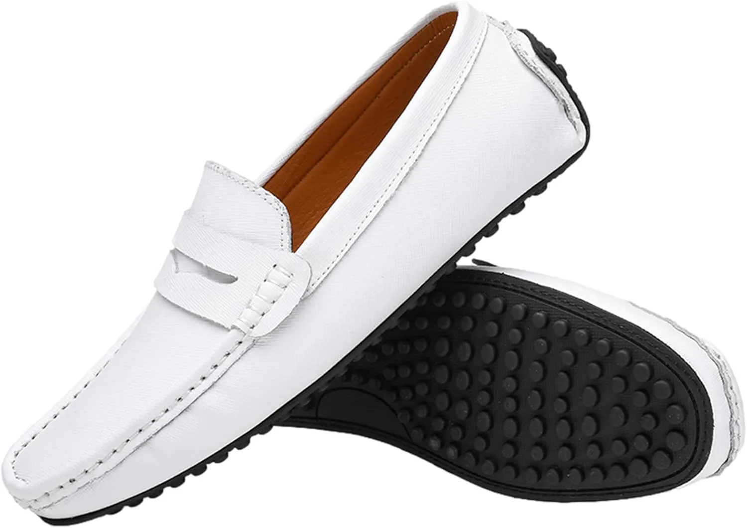 Men's Classic Penny Loafers Flat Slip-On Soft Split Leather Moccasins Driving Shoes