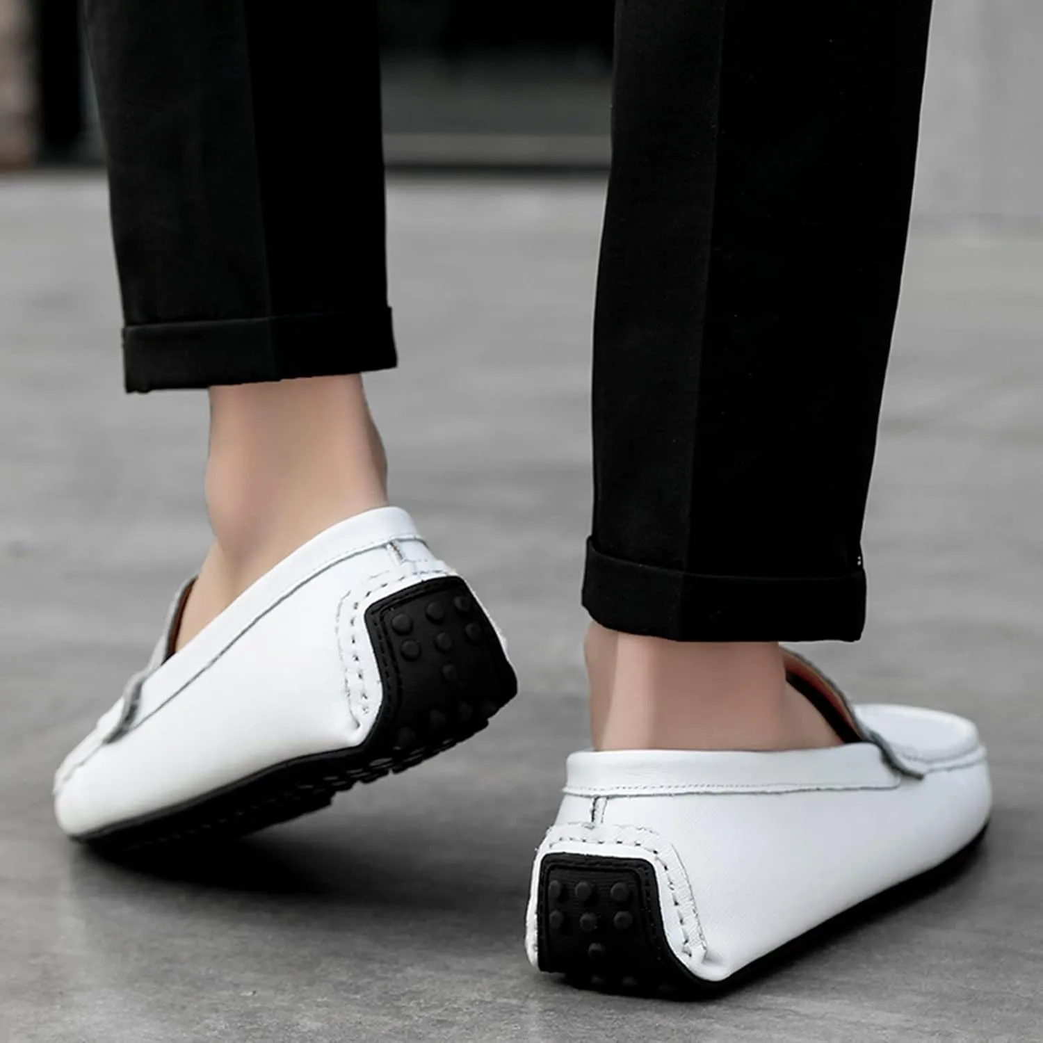Men's Classic Penny Loafers Flat Slip-On Soft Split Leather Moccasins Driving Shoes