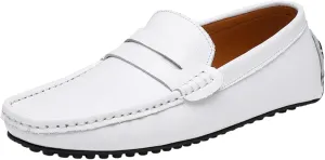 Men's Classic Penny Loafers Flat Slip-On Soft Split Leather Moccasins Driving Shoes