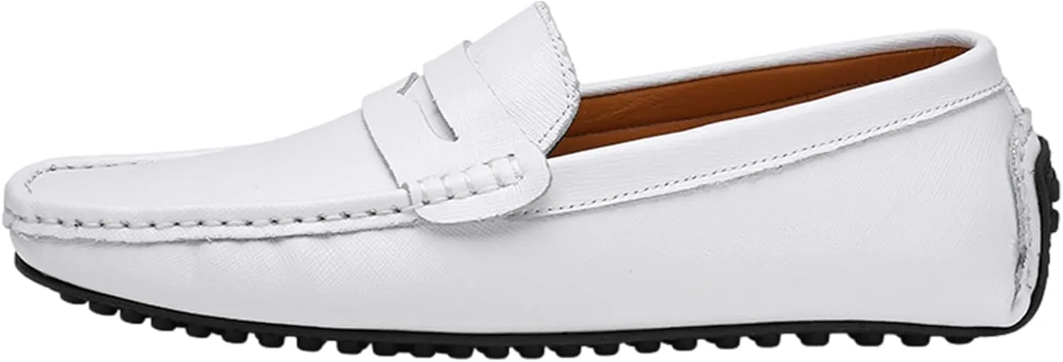 Men's Classic Penny Loafers Flat Slip-On Soft Split Leather Moccasins Driving Shoes
