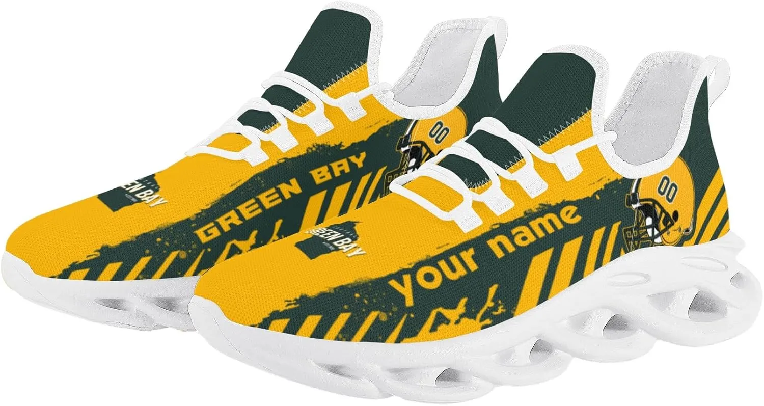 Men's Custom Football Flex Control Sneakers Personalized Breathable Fan Gift Name Number Workout Athletic Gym Slip-on Shoes