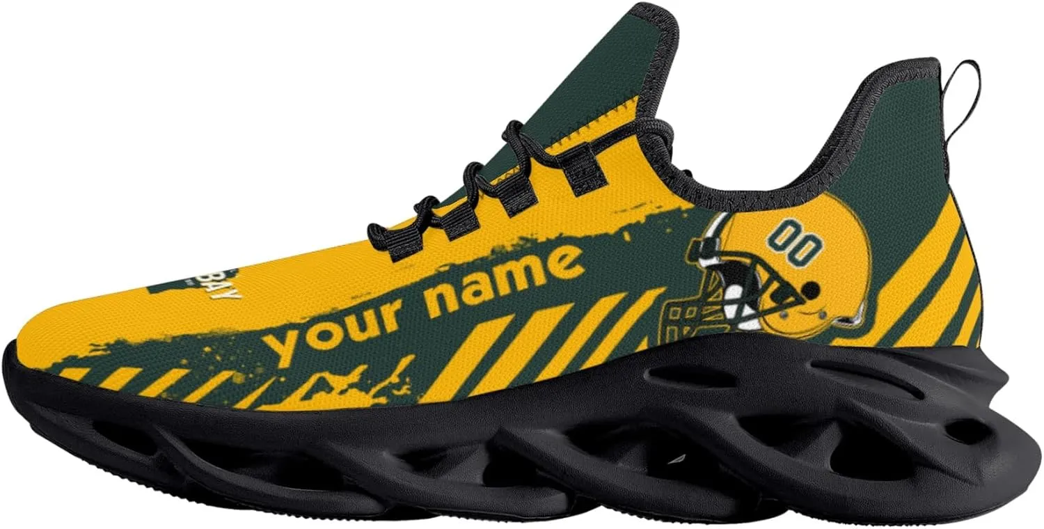 Men's Custom Football Flex Control Sneakers Personalized Breathable Fan Gift Name Number Workout Athletic Gym Slip-on Shoes