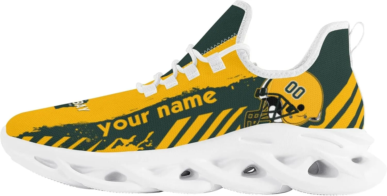 Men's Custom Football Flex Control Sneakers Personalized Breathable Fan Gift Name Number Workout Athletic Gym Slip-on Shoes