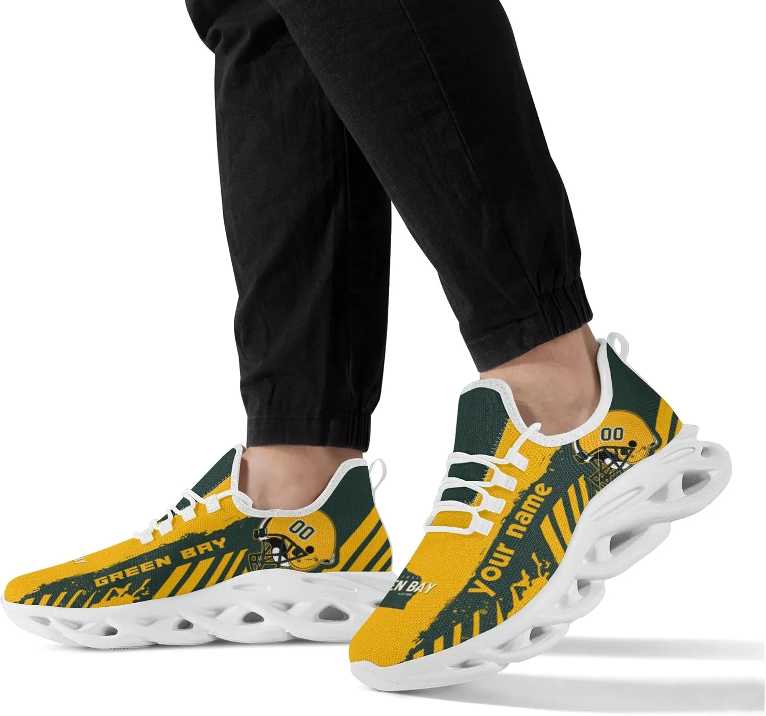 Men's Custom Football Flex Control Sneakers Personalized Breathable Fan Gift Name Number Workout Athletic Gym Slip-on Shoes