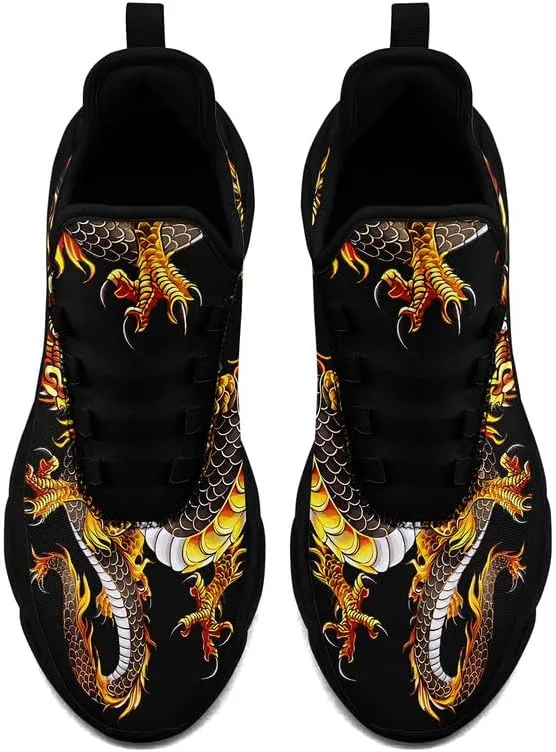 Mens Dragon Running Shoes Breathable Cushion Non Slip Outdoor Sports Walking Sneaker Tennis Jogging Training Tennis Shoes