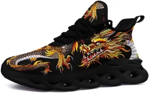 Mens Dragon Running Shoes Breathable Cushion Non Slip Outdoor Sports Walking Sneaker Tennis Jogging Training Tennis Shoes