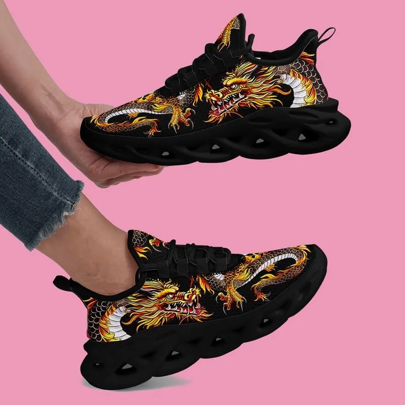Mens Dragon Running Shoes Breathable Cushion Non Slip Outdoor Sports Walking Sneaker Tennis Jogging Training Tennis Shoes