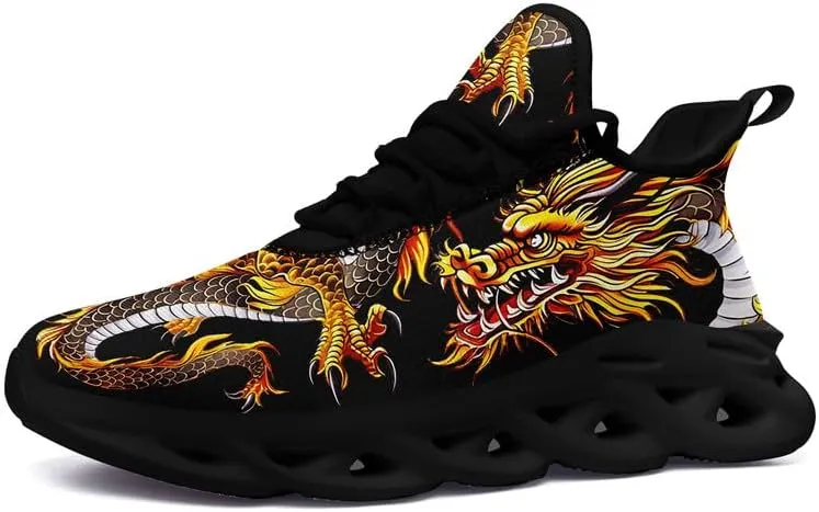 Mens Dragon Running Shoes Breathable Cushion Non Slip Outdoor Sports Walking Sneaker Tennis Jogging Training Tennis Shoes